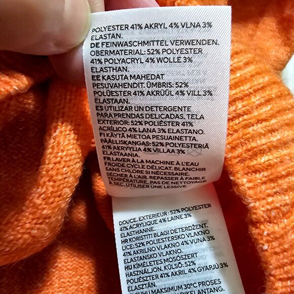 H&M Women's Orange Knit Sweater Crewneck Long Sleeve S Polyester & Acrylic Blend - Picture 5 of 8